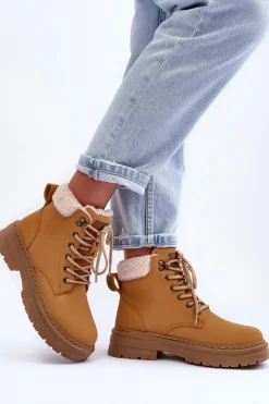 Trapery Damskie Z Kożuchem Brązowe Jette