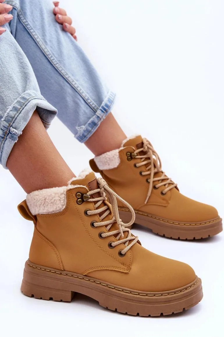 Trapery Damskie Z Kożuchem Brązowe Jette