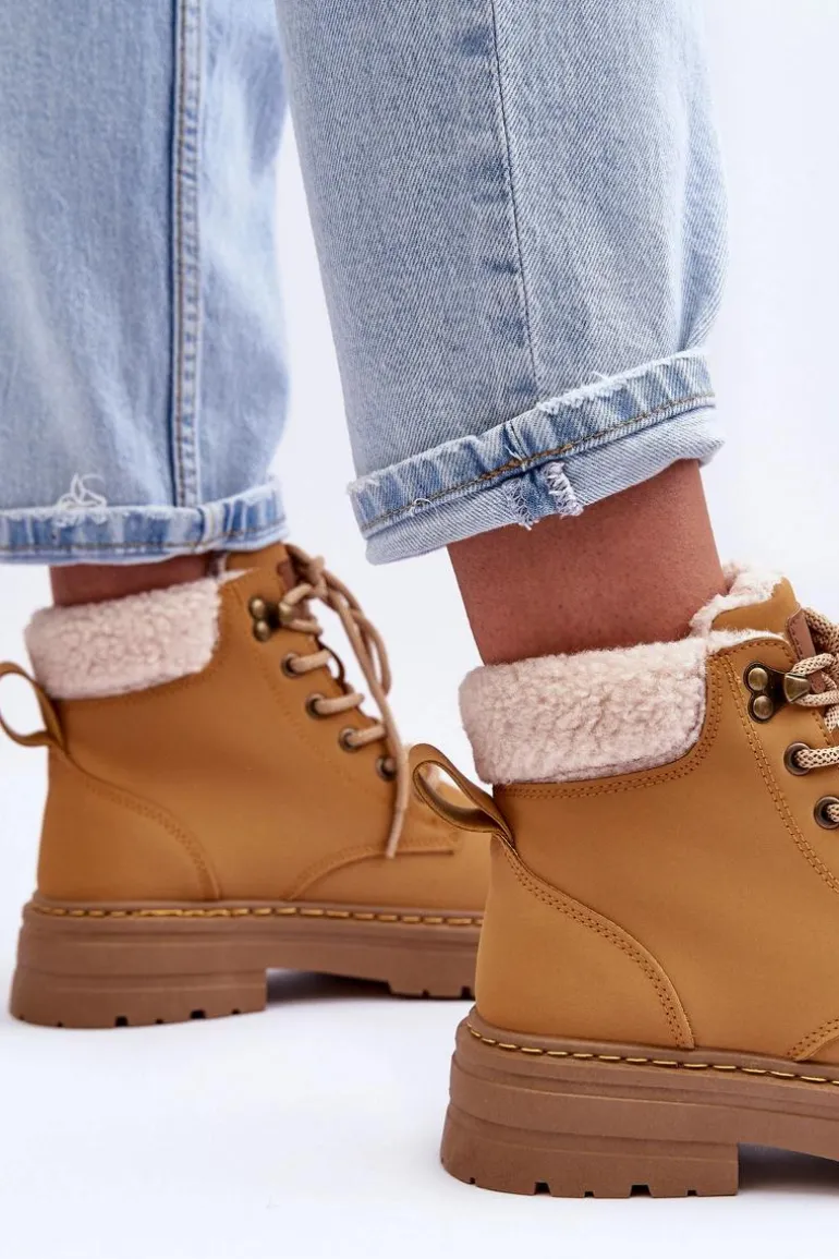 Trapery Damskie Z Kożuchem Brązowe Jette