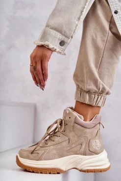 Trapery na platformie Lee Cooper LCJ-22-44-1352L Beżowe