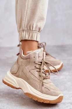 Trapery na platformie Lee Cooper LCJ-22-44-1352L Beżowe