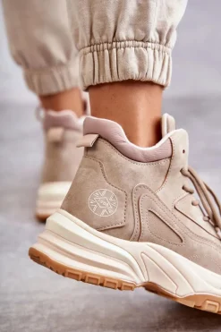 Trapery na platformie Lee Cooper LCJ-22-44-1352L Beżowe