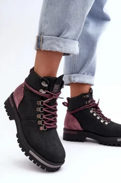 Trapery Sznurowane Czarne Big Star MM274318