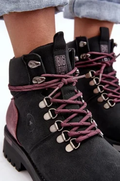 Trapery Sznurowane Czarne Big Star MM274318