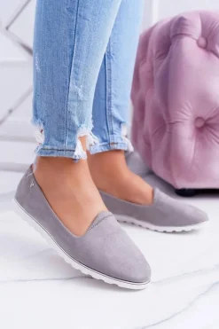 Vices | Szare Zamszowe Baleriny Imany