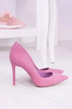 VICES Różowe Wysokie Szpilki W Szpic Zamsz Sellen