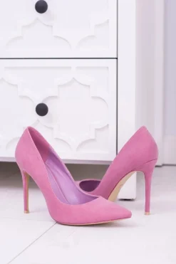 VICES Różowe Wysokie Szpilki W Szpic Zamsz Sellen