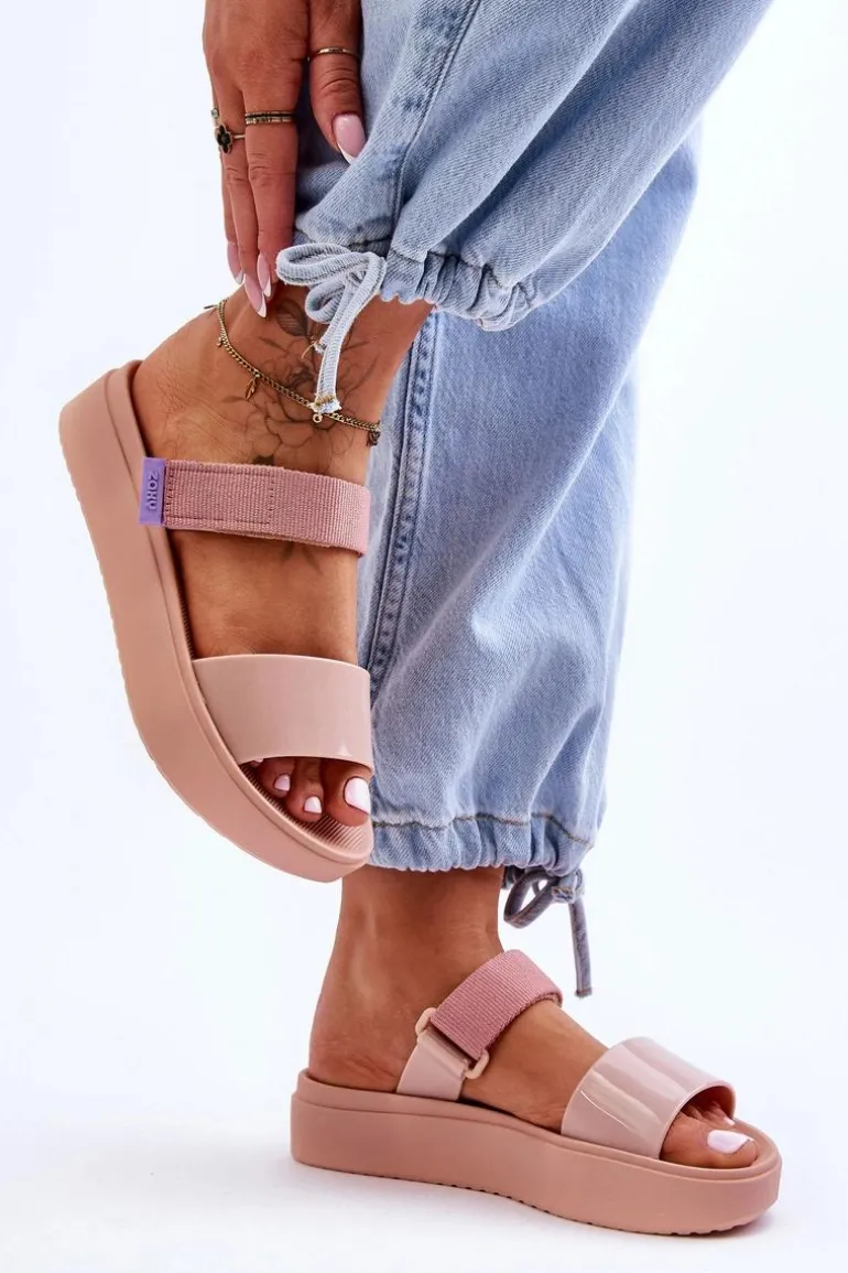 Wegańskie Klapki Na Rzep ZAXY HH285284 Nude