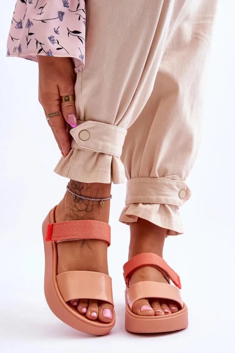 Wegańskie Klapki Na Rzep ZAXY HH285283 Pomarańczowe