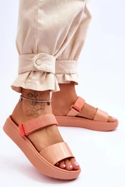 Wegańskie Klapki Na Rzep ZAXY HH285283 Pomarańczowe