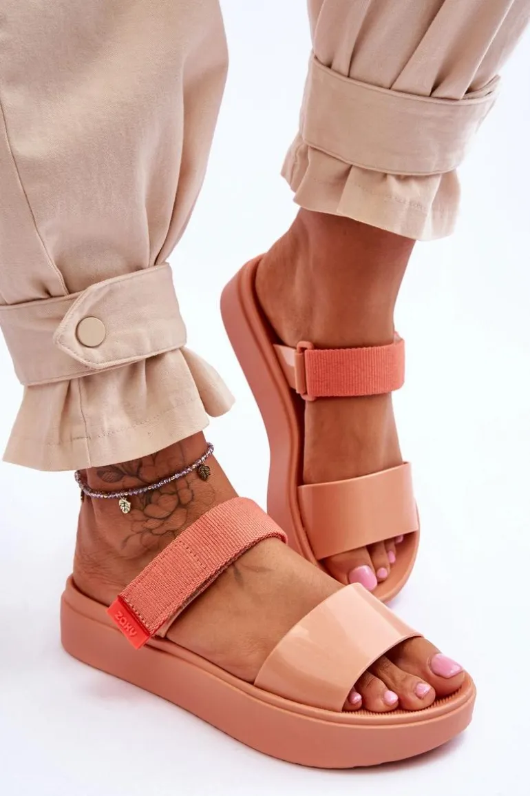 Wegańskie Klapki Na Rzep ZAXY HH285283 Pomarańczowe