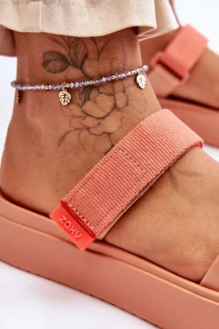 Wegańskie Klapki Na Rzep ZAXY HH285283 Pomarańczowe