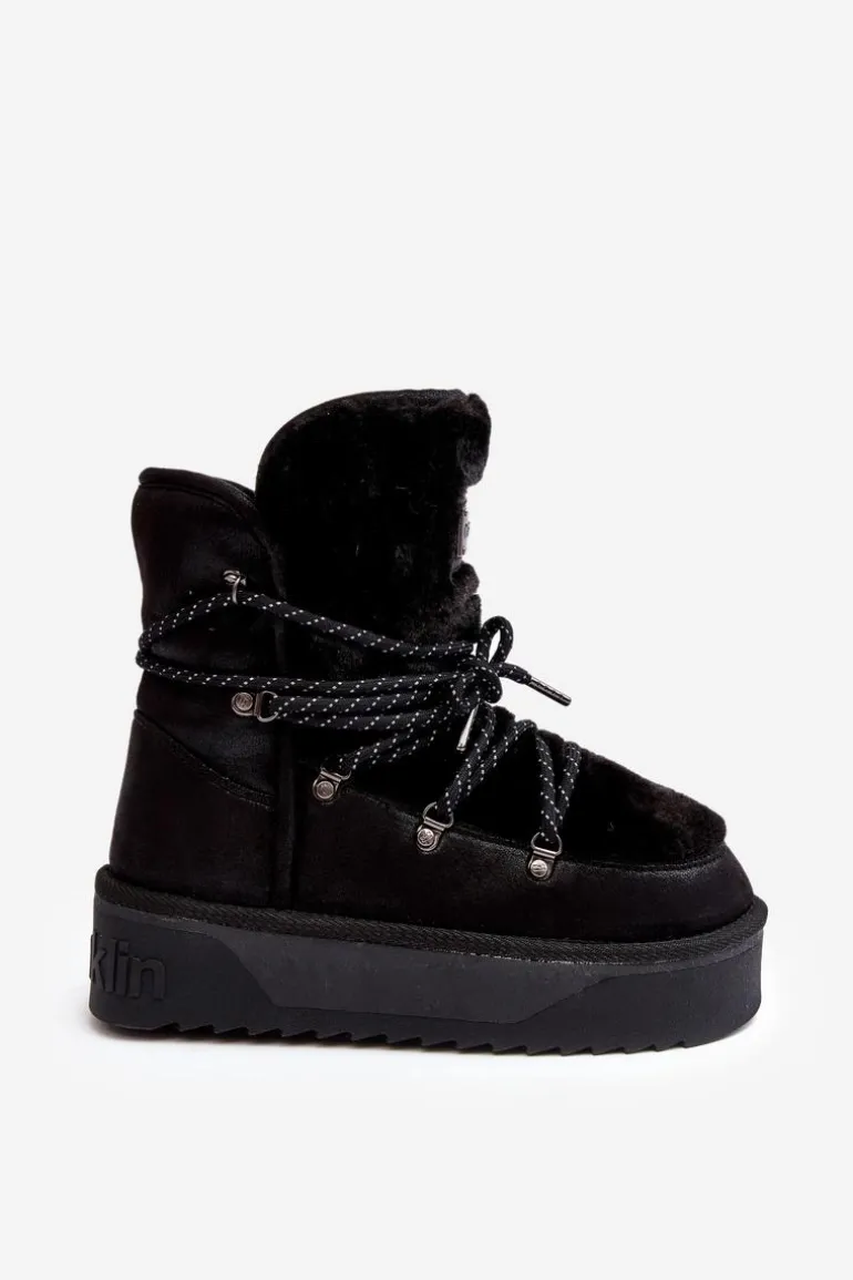 Wegańskie Śniegowce Na Platformie Wodoodporne D.Franklin DFSH371008 Czarne