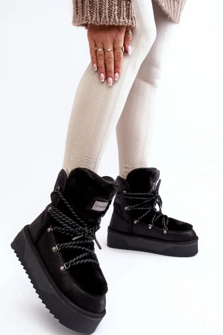 Wegańskie Śniegowce Na Platformie Wodoodporne D.Franklin DFSH371008 Czarne