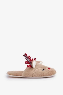 Świąteczne Kapcie Z Motywem Renifera Beżowe Sylaia