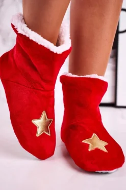 Świąteczne Papcie Z Gwiazdą Ocieplone Kożuszkiem Holly