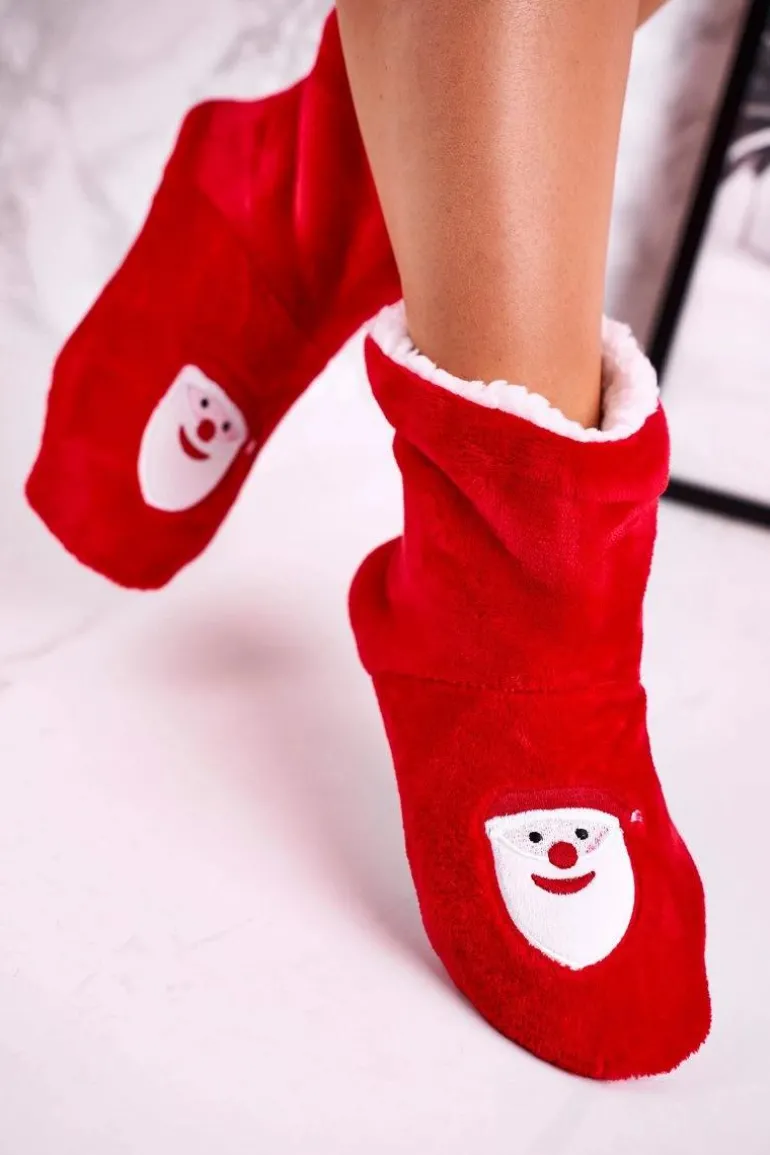 Świąteczne Papcie Z Mikołajem Ocieplone Kożuszkiem Holly