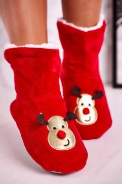 Świąteczne Papcie Z Reniferem Ocieplone Kożuszkiem Holly