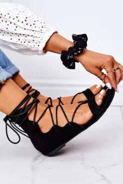 Wiązane Sandały Gladiatorki Lu Boo Czarne