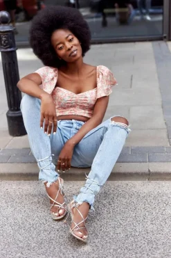 Wiązane Sandały Na Szpilce Z Kwadratowym Noskiem Srebrne Runway