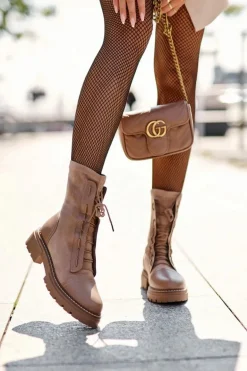 Wiązane Zamszowe Botki Damskie Beżowe Marirla