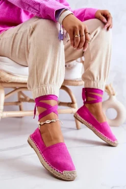 Wiązane Zamszowe Espadryle Fuksja Ismanne