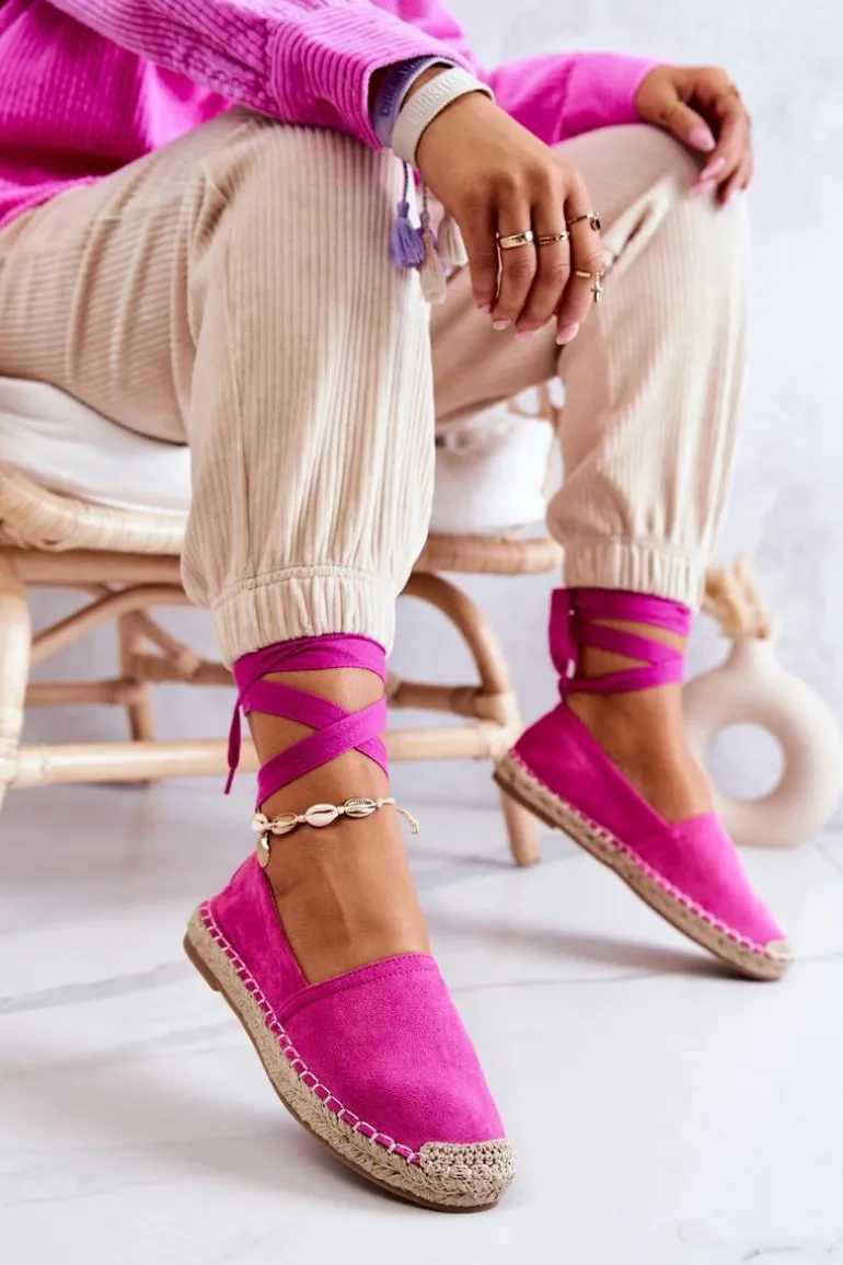 Wiązane Zamszowe Espadryle Fuksja Ismanne