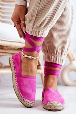 Wiązane Zamszowe Espadryle Fuksja Ismanne