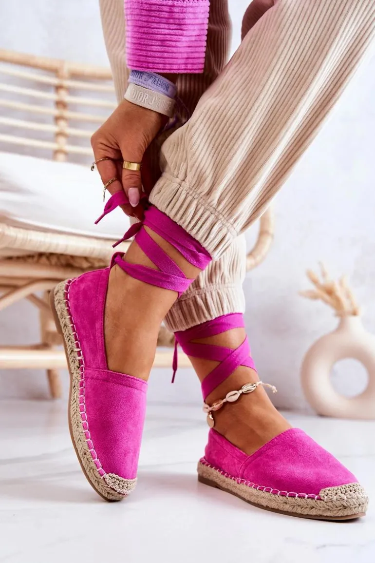 Wiązane Zamszowe Espadryle Fuksja Ismanne