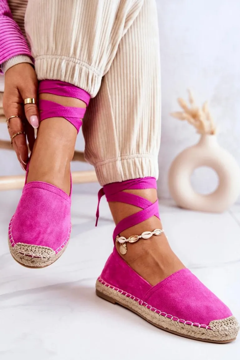 Wiązane Zamszowe Espadryle Fuksja Ismanne