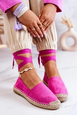 Wiązane Zamszowe Espadryle Fuksja Ismanne