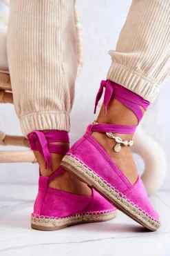 Wiązane Zamszowe Espadryle Fuksja Ismanne