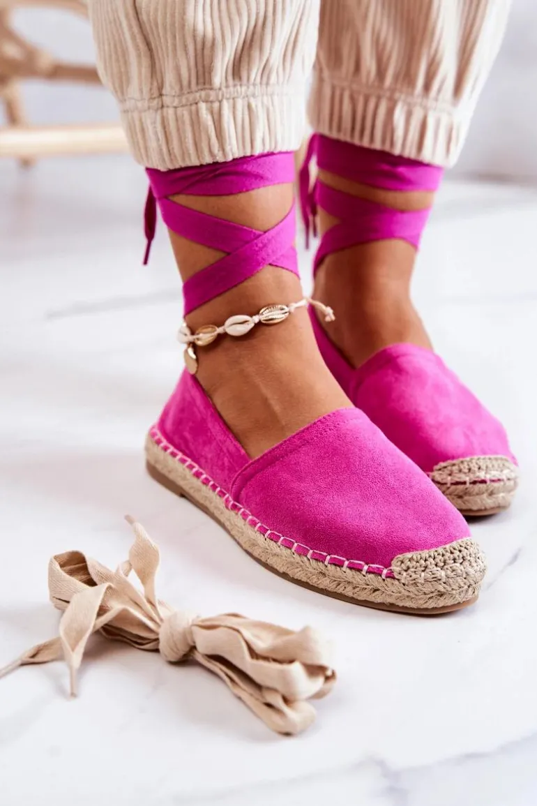 Wiązane Zamszowe Espadryle Fuksja Ismanne