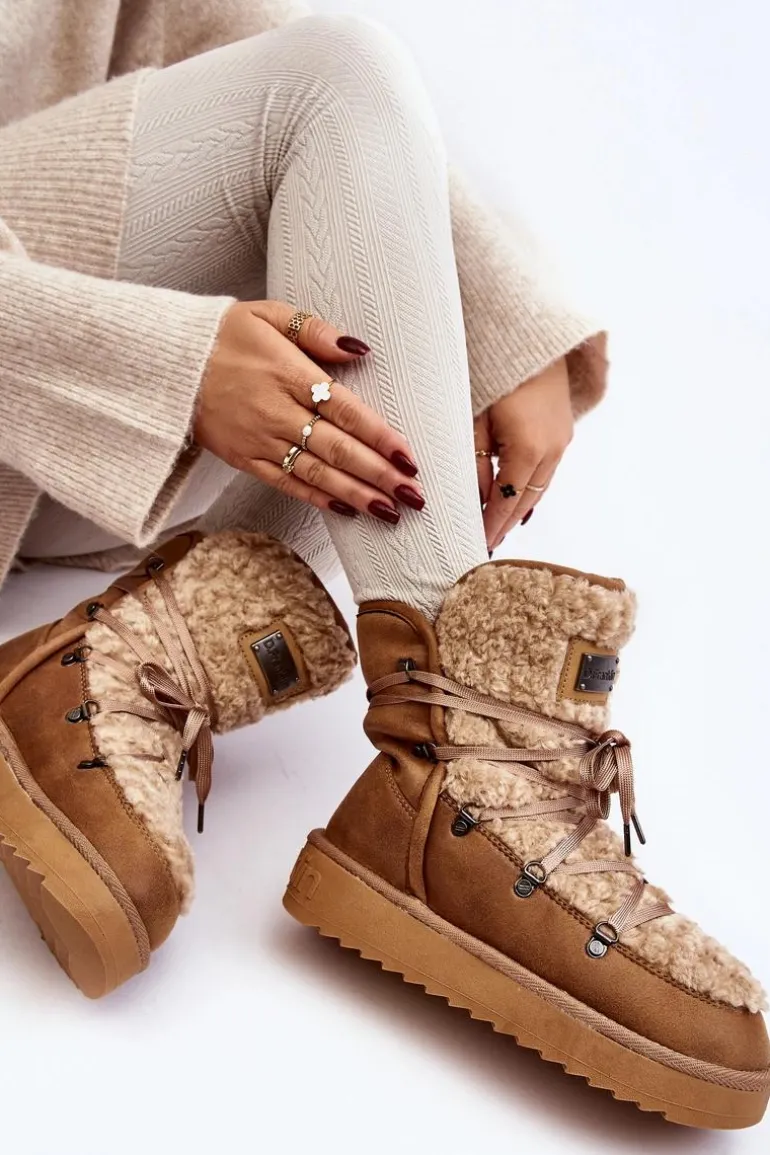 Wodoodporne Śniegowce Na Platformie Wegańskie D.Franklin DFSH370004 Brązowe