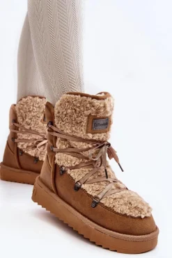 Wodoodporne Śniegowce Na Platformie Wegańskie D.Franklin DFSH370004 Brązowe