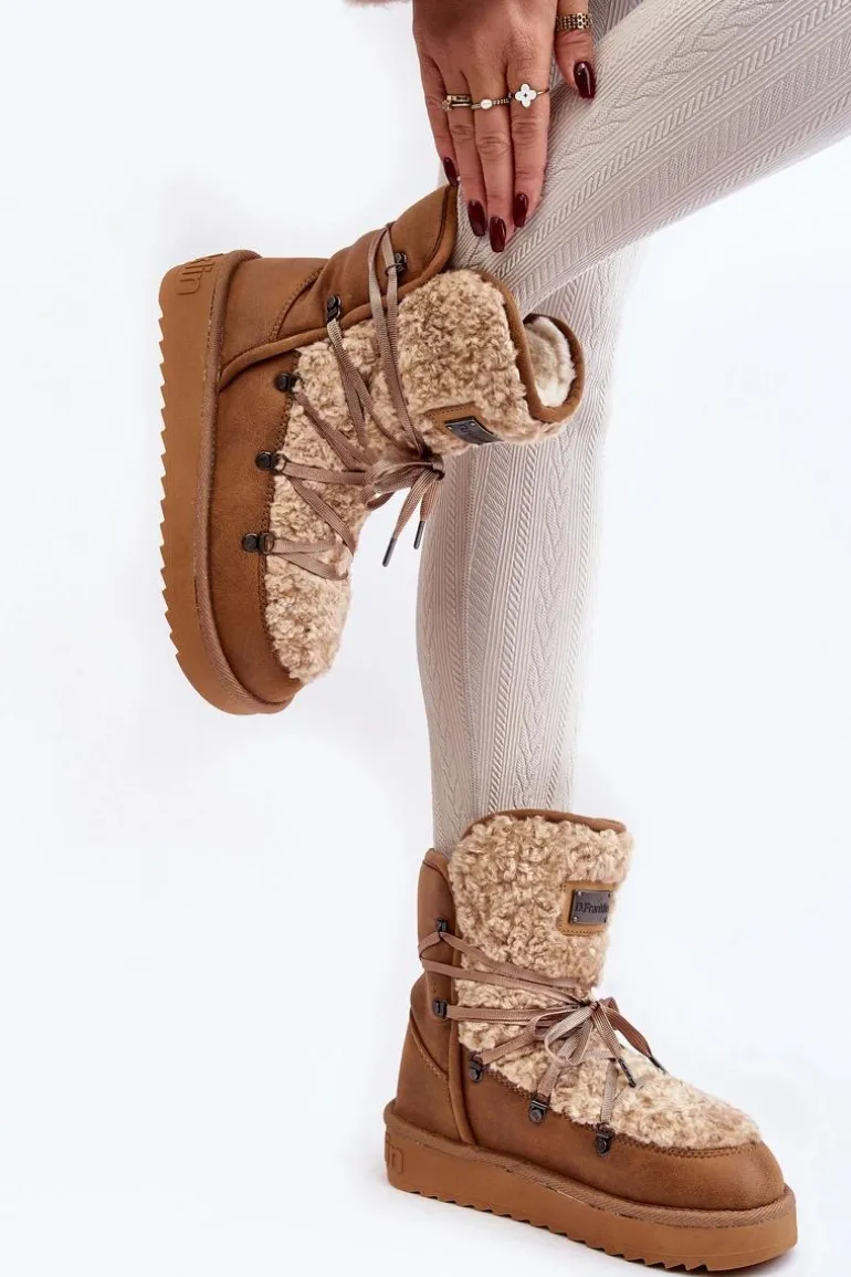 Wodoodporne Śniegowce Na Platformie Wegańskie D.Franklin DFSH370004 Brązowe