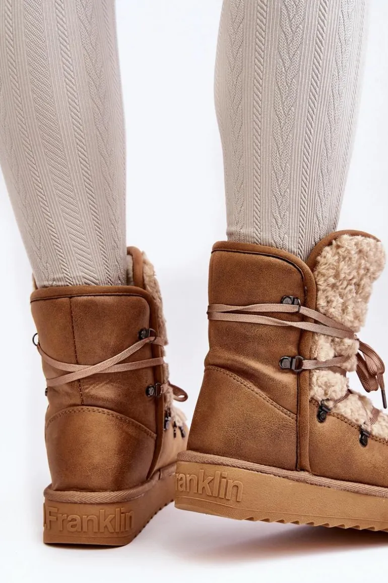 Wodoodporne Śniegowce Na Platformie Wegańskie D.Franklin DFSH370004 Brązowe