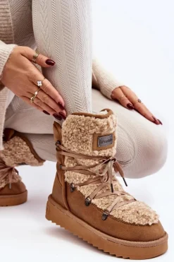 Wodoodporne Śniegowce Na Platformie Wegańskie D.Franklin DFSH370004 Brązowe