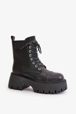 Workery Botki Damskie Ocieplane Ze Skóry Naturalnej Goe OO2N4123