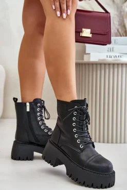 Workery Botki Damskie Ocieplane Ze Skóry Naturalnej Goe OO2N4123