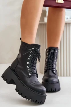 Workery Botki Damskie Ocieplane Ze Skóry Naturalnej Goe OO2N4123