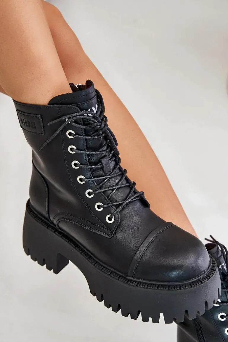 Workery Botki Damskie Ocieplane Ze Skóry Naturalnej Goe OO2N4123