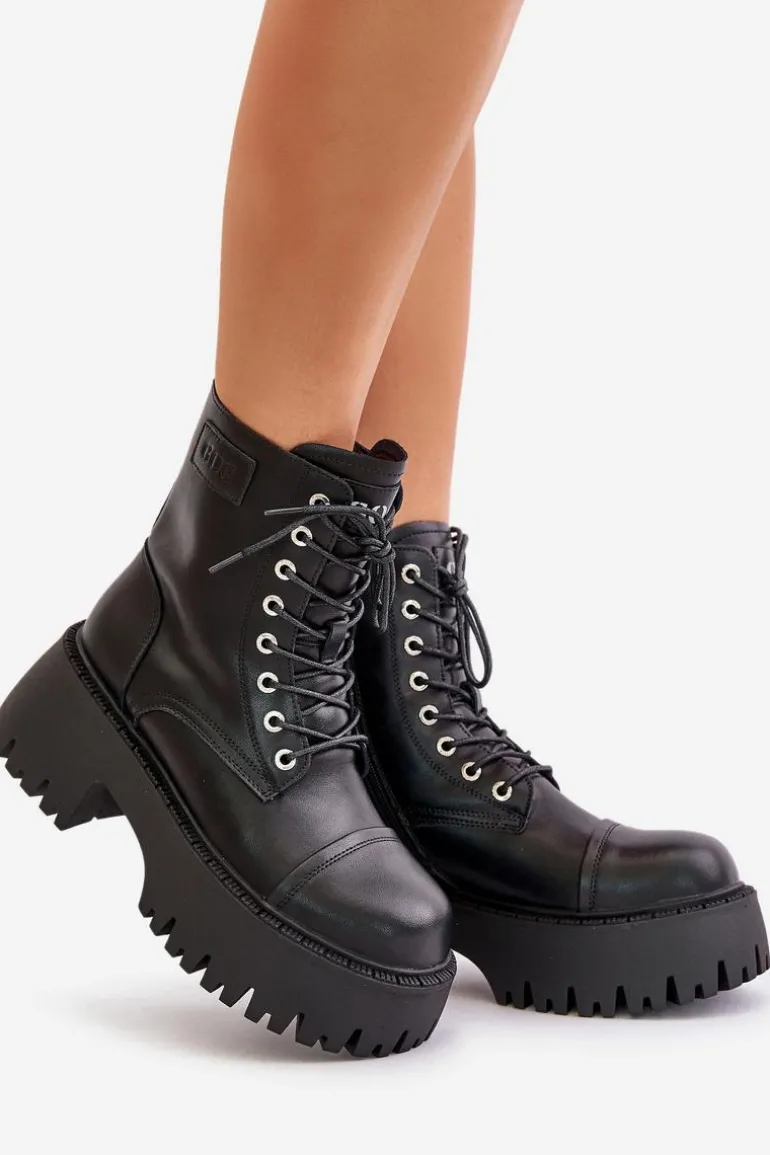 Workery Botki Damskie Ocieplane Ze Skóry Naturalnej Goe OO2N4123