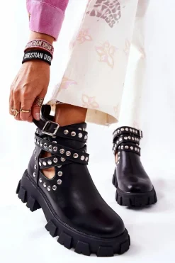 Workery Z Dżetami Na Platformie Czarne Vernelle