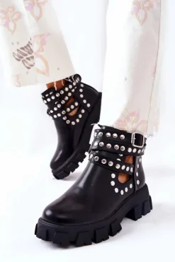 Workery Z Dżetami Na Platformie Czarne Vernelle