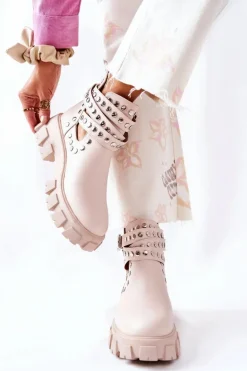 Workery Z Dżetami Na Platformie Beżowe Vernelle