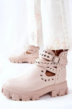 Workery Z Dżetami Na Platformie Beżowe Vernelle