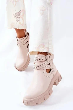 Workery Z Dżetami Na Platformie Beżowe Vernelle