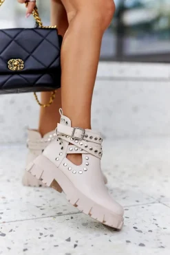 Workery Z Dżetami Na Platformie Beżowe Vernelle