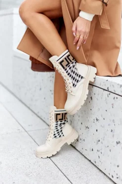 Workery Z Elastycznej Tkaniny Beżowe Love Story